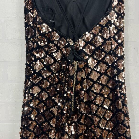 Papaya Womens Mini Sequin Dress Size Large Black Pink Homecoming Bodycon Sexy - Picture 8 of 13